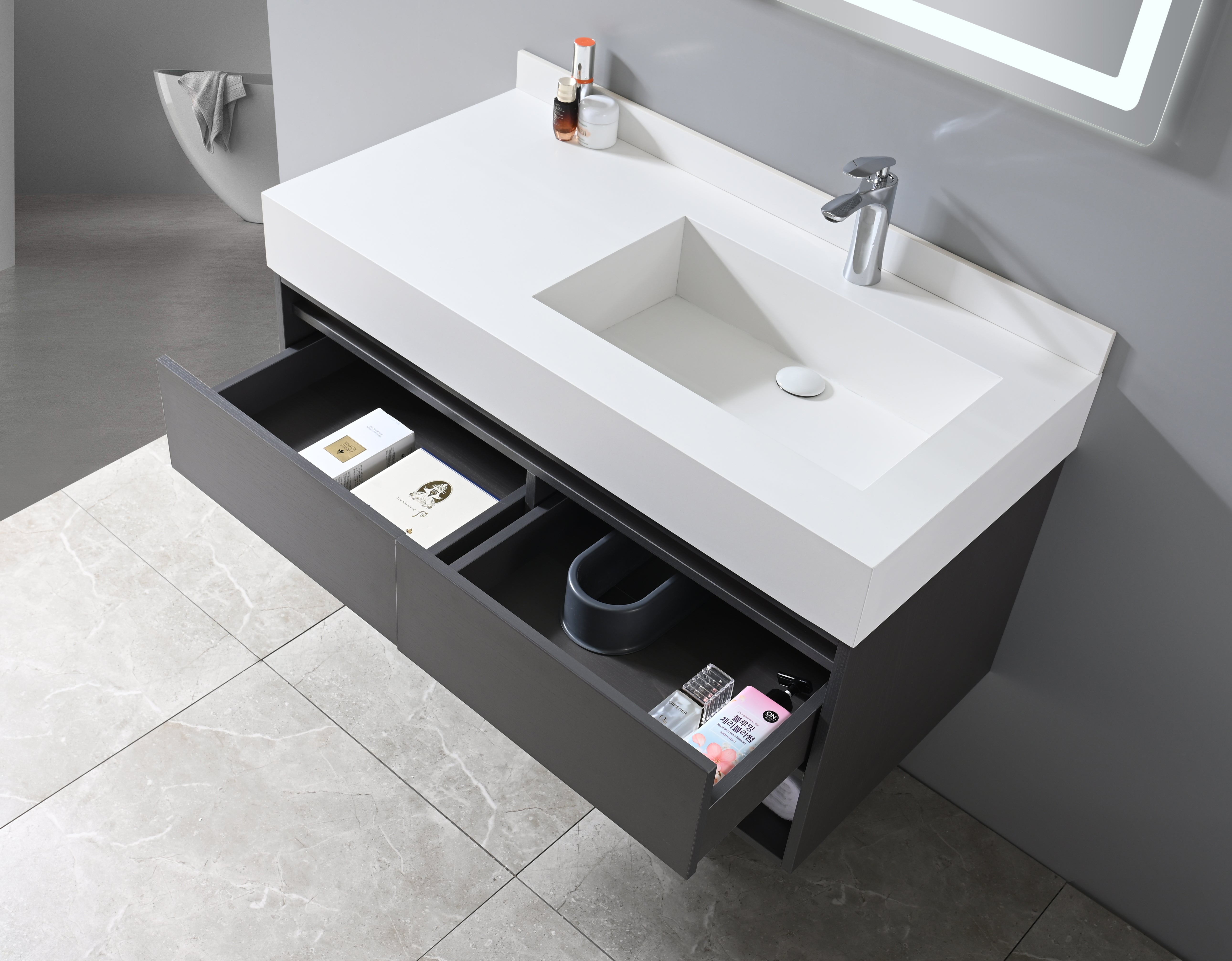 Vanité-Lavabo Aura 40'' Gris LED